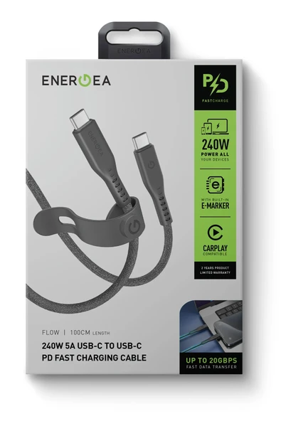 Flow USB 3.2 2M 240W Type-C to Type-C PD Hızlı Şarj Kablo - Siyah - Resim 7