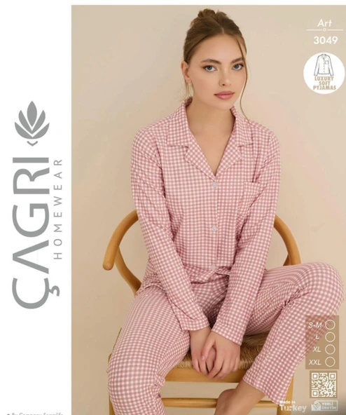 Çağrı Kadın Kışlık Süet Uzun Kollu Önü Düğmeli Pijama Takımı 3049 ürün görseli