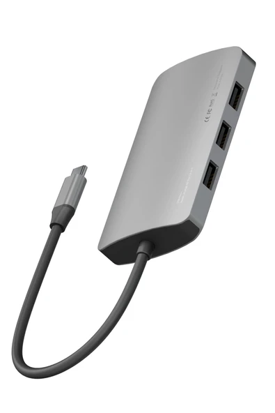 AluHub HD Pro 2 100W Type-C PD Şarj Destekli 8in1 4K Hub Dönüştürücü - Koyu Gri - Resim 3