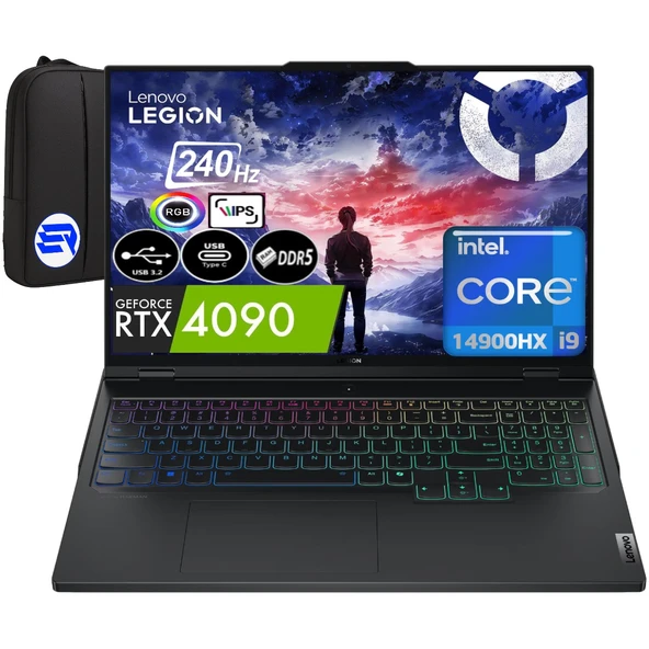 Lenovo Legion Pro 7 Intel Core I9-14900HX 48GB Ram 4tb SSD Rtx 4090 16" WIN11 Home Wqxga 83DE002KTREP7 + Elektropasaj Çanta