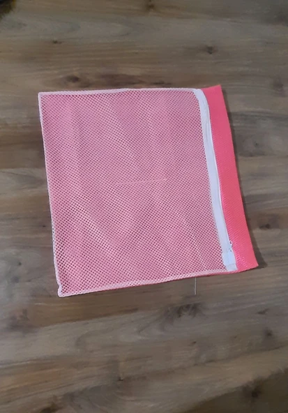Pembe Fermuarlı - Hassas Çamaşır Terlik  Ayakkabı Yıkama Filesi Büyük Boy - 2