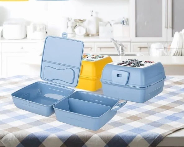 Luna 3 Bölmeli Çatal Bıçaklı Beslenme Kabı - Diyet Kabı - Çatal Kaşıklı ürün görseli 1