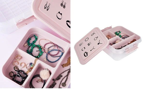 Bijuteri Mücevher Kutusu - Çok Amaçlı Bölmeli Takı Saklama Kutusu ürün görseli 1