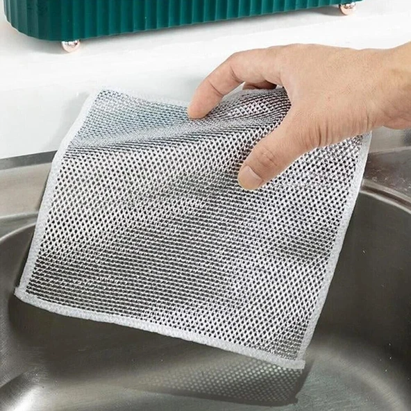 3 Adet Çok Fonksiyonlu Çizmeyen Tel Bulaşık Bezi Bulaşık Havlusu Bulaşık Temizlik Ovma Bezi EVV-86923 - Resim 2