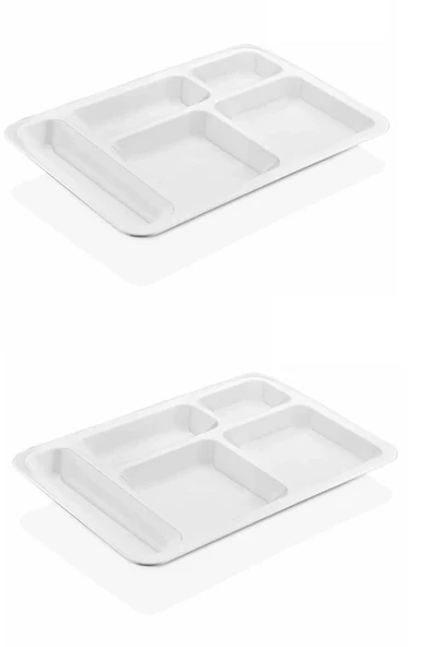 10 Adet 5 Bölmeli Kırılmaz Tabldot Tabak Self Servis Yemekhane Okul Lokanta Tabildot (40 cm x28 cm) - 4
