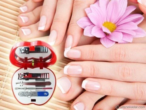 Manikür - Pedikür Seti Elma Şeklinde 4 Parça Aynalı EVV-10270 - Resim 3