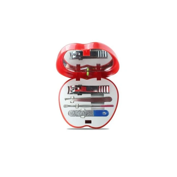 Manikür - Pedikür Seti Elma Şeklinde 4 Parça Aynalı EVV-10270 - Resim 2