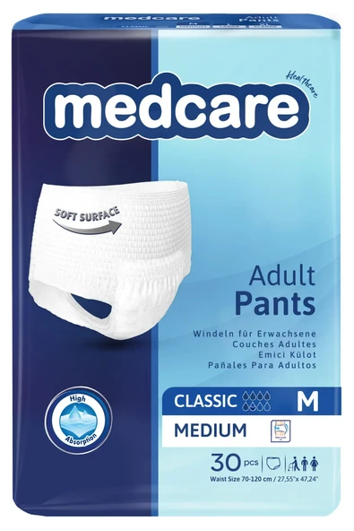 MEDCARE Classic Emici Külot Yetişkin Hasta Bezi 6 Damla Medium M Beden 30'lu ürün görseli