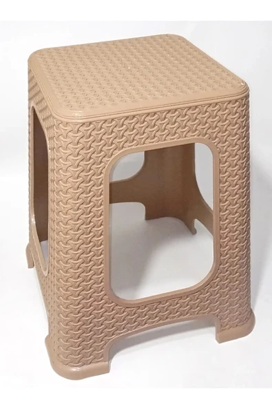 4 Adet Küçük Kahve Kir Tutmaz 30 cm Tabure Hasır Örgü Oturak Alt Kuşaklı Sağlam Dizayn EVV-87166 ürün görseli