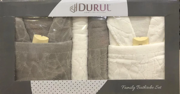 Durul Antik Kısmi Kadife Pamuklu 8 Parça Aile Bornoz Seti ürün görseli