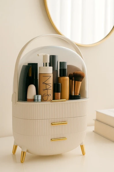 3 Çekmeceli Büyük Kapasiteli Kozmetik Düzenleyici + Çanta Boy Organizer Hediyeli - Resim 2