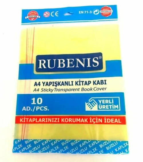 Rubenis Hazır Kitap Kabı Şeffaf 10Lu Sarı