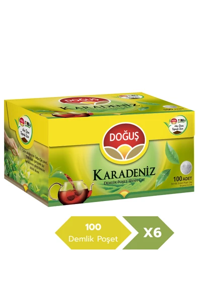 Doğuş Karadeniz 3.2 gr 100’lü Bergamotlu Demlik Poşet Çay X 6 Adet - 1