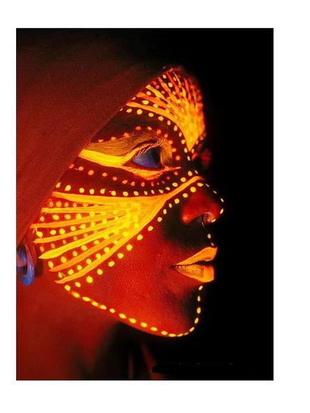 Karanlıkta Parlayan Fosforlu Neonlu Glow Parti Yüz Boyası Vücut Kremi Turuncu Renk - 5