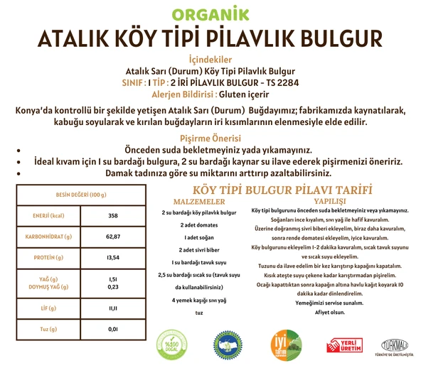 Taş Değirmenden Organik Organik Atalık Köy Tipi Pilavlık Bulgur - 5 Kilo - Resim 3