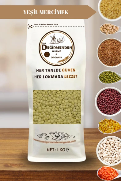 Taş Değirmenden Organik Organik Atalık Yeşil Mercimek (7 MM) - 1 Kilo ürün görseli
