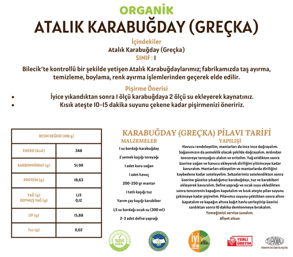 Taş Değirmenden Organik Organik Atalık Karabuğday (Greçka) - 5 Kilo - Resim 3