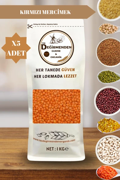 Taş Değirmenden Organik Organik Atalık Kırmızı Mercimek - 5 Kilo ürün görseli