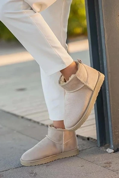 Pierre Cardin 52126 Süet İçi Kürklü Mini Boy Bilekte Kısa Kadın Bot - Resim 9