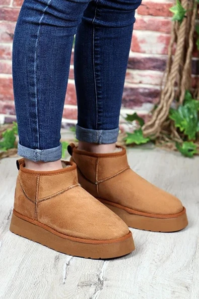 Pierre Cardin 52709 Süet İçi Kürklü Kalın Taban Mini Boy Bilekte Kısa Kadın Bot - Resim 5