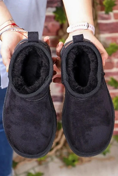 Pierre Cardin 52709 Süet İçi Kürklü Kalın Taban Mini Boy Bilekte Kısa Kadın Bot - Resim 12