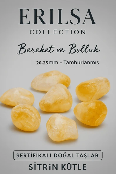 Sertifikalı Tamburlanmış Doğal Sitrin Taşı Kütle (20-25 mm) – Bereket ve Bolluk Taşı ürün görseli