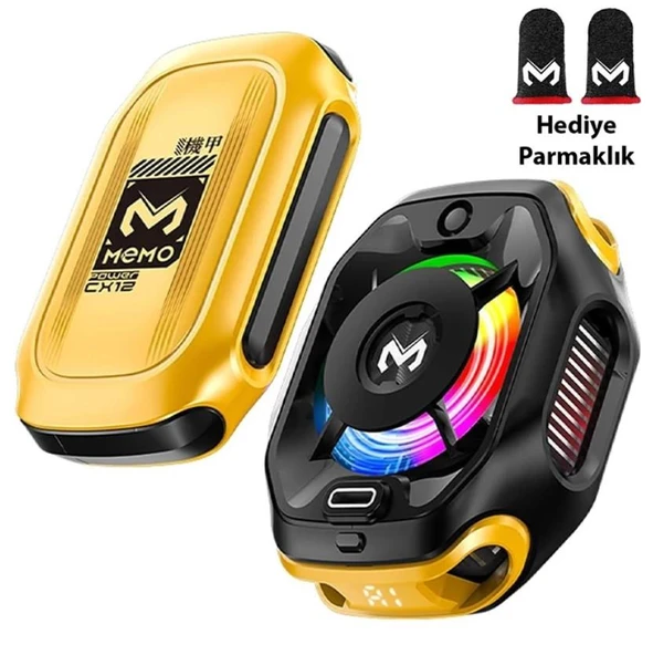 MEMO CX12 Yarı İletken Telefon Soğutucu Fan 2000mAh Manyetik Bağlantı Dijital Ekran RGB Işıklı ürün görseli