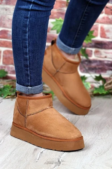 Pierre Cardin 52709 Süet İçi Kürklü Kalın Taban Mini Boy Bilekte Kısa Kadın Bot - Resim 2