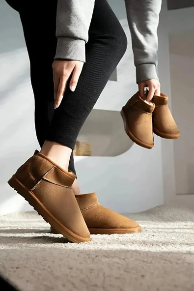 Pierre Cardin 52126 Süet İçi Kürklü Mini Boy Bilekte Kısa Kadın Bot - Resim 5