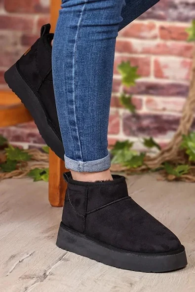 Pierre Cardin 52709 Süet İçi Kürklü Kalın Taban Mini Boy Bilekte Kısa Kadın Bot - Resim 9