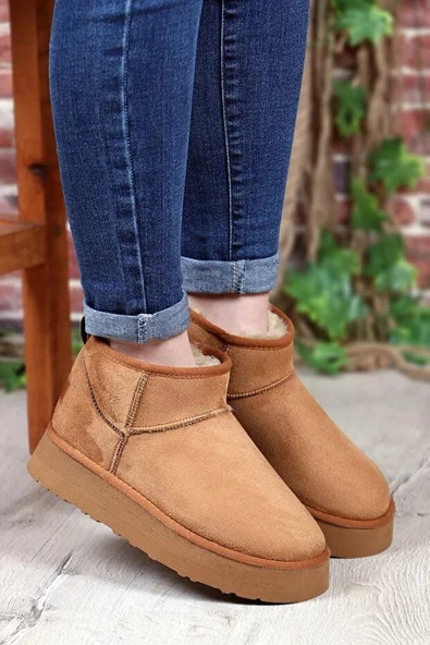 Pierre Cardin 52709 Süet İçi Kürklü Kalın Taban Mini Boy Bilekte Kısa Kadın Bot ürün görseli