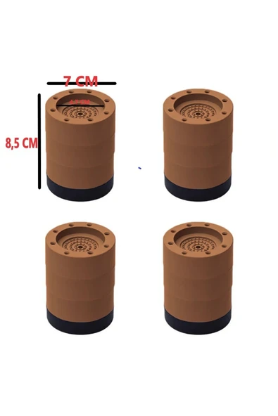 Beyaz Eşya Ayağı Çamaşır Makinesi Mobilya Titreşim Önleyici Kaydırmaz 3.5 Cm Yükseltici 4 Lü KAHVE - 7