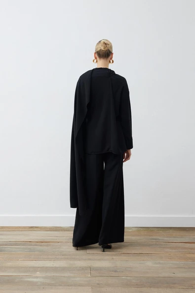 Krep Şallı Bluz - Palazzo Pantolonlu Takım Terzi Dükkani - 4