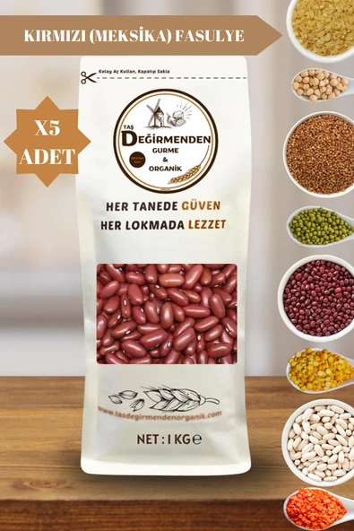 Taş Değirmenden Organik Organik Kırmızı (Meksika) Fasulye - 5 Kilo ürün görseli