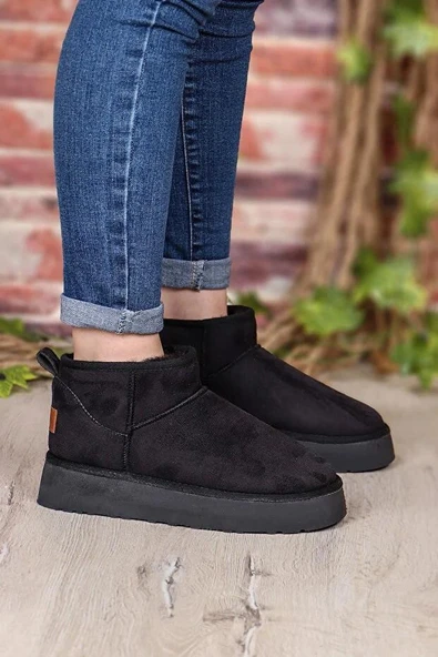 Pierre Cardin 52709 Süet İçi Kürklü Kalın Taban Mini Boy Bilekte Kısa Kadın Bot - Resim 8