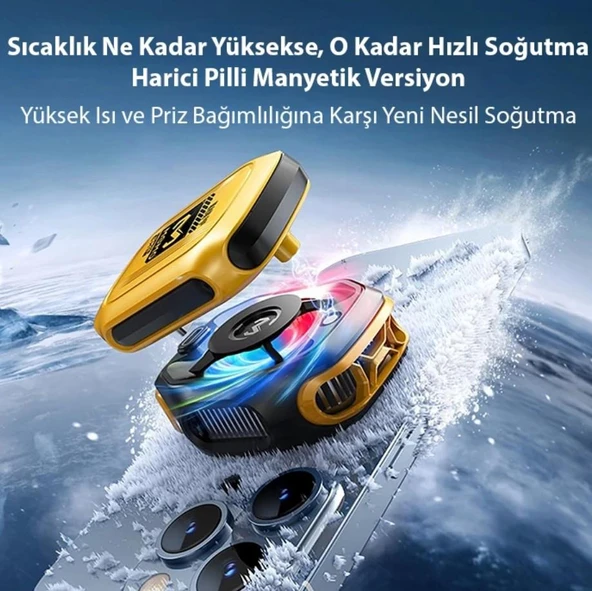 MEMO CX12 Yarı İletken Telefon Soğutucu Fan 2000mAh Manyetik Bağlantı Dijital Ekran RGB Işıklı - Resim 3