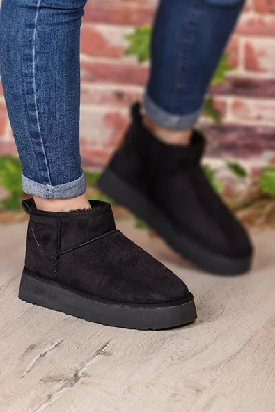 Pierre Cardin 52709 Süet İçi Kürklü Kalın Taban Mini Boy Bilekte Kısa Kadın Bot - Resim 11