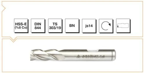 Makina Takım HSS DIN 844 BN Silindirik Saplı Parmak Freze 13 mm (Kısa)-MTE B00276181300 ürün görseli
