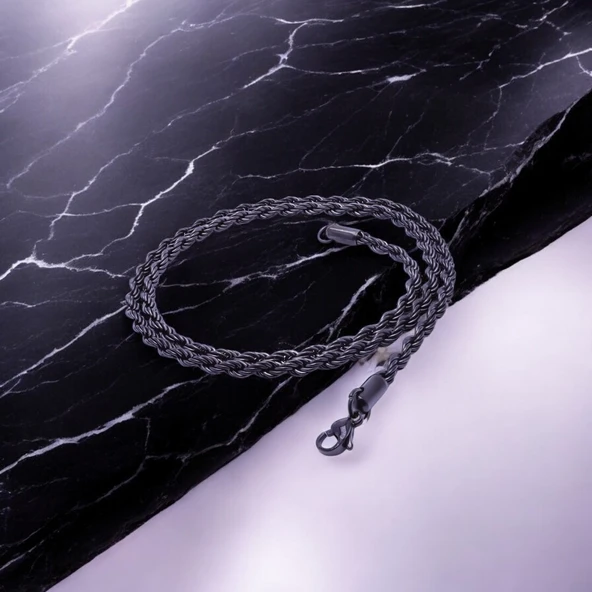 Sarmal Halat Çelik Kolye 4Mm 3183CEK056 - Resim 3