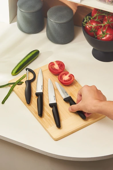 4 Parça Bıçak Seti Siyah - Resim 2