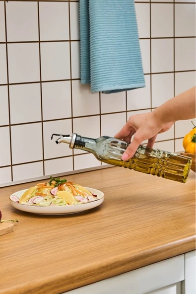 Daisy Cam Dikdörtgen Yağdanlık 500 Ml Petrol Mavisi - Resim 3