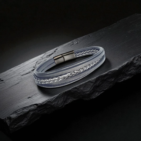 Siyah Beyaz Çoklu Deri Bileklik 31833B2D9 ürün görseli 1