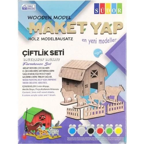 Südor Ahşap Maket Çiftlik Boyama Seti 12X14X18 cm N:MD206 ürün görseli