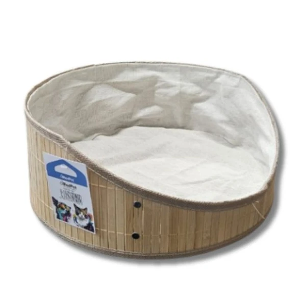 Doğal Bambu Kedi Yatağı - Madpet 500 | 34 cm Konforlu ve Şık Tasarım