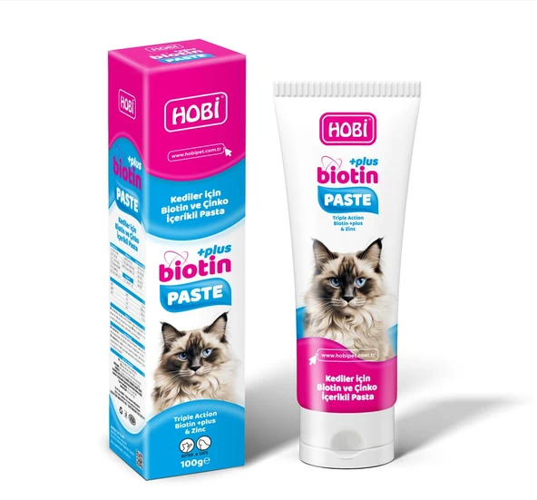 Hobi Biotin Paste 100gr - Kediler İçin Biotin ve Çinko Destekli Vitamin Pastası