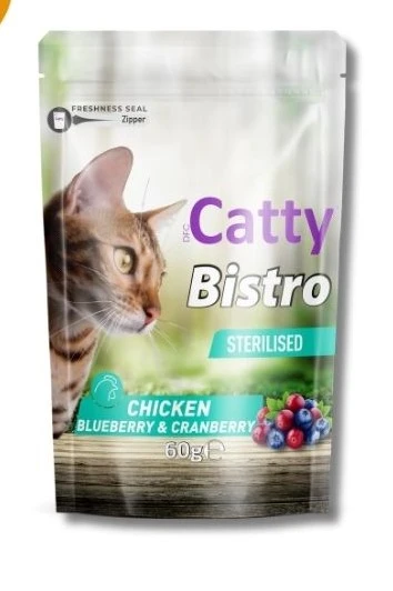 Catty Bistro Sterilised Tavuklu Kedi Ödülü 60gr