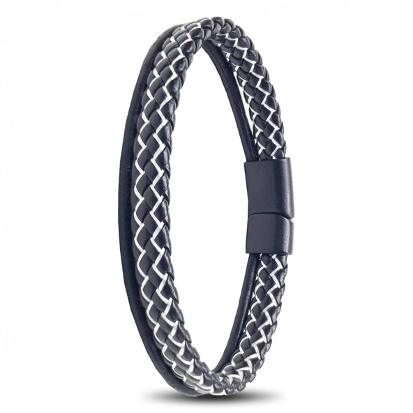 FM Siyah Beyaz Renk Çoklu Deri Bileklik 31833B5D7 ürün görseli 1