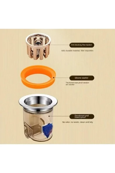 3.2x4.5 cm Koku Giderici Lavabo Tıkacı Banyo Küvet Süzgeci Gider Tıkanma Önleyici Çekvalfli Adaptör - 5