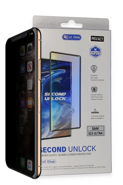 Samsung Galaxy S23 Ultra Durable Full Glue Curved Hayalet Cam ürün görseli 1