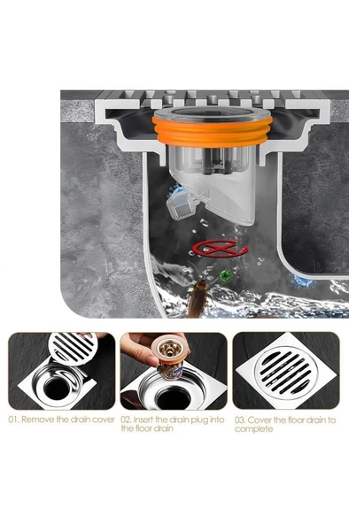 3.2x4.5 cm Koku Giderici Lavabo Tıkacı Banyo Küvet Süzgeci Gider Tıkanma Önleyici Çekvalfli Adaptör - 1